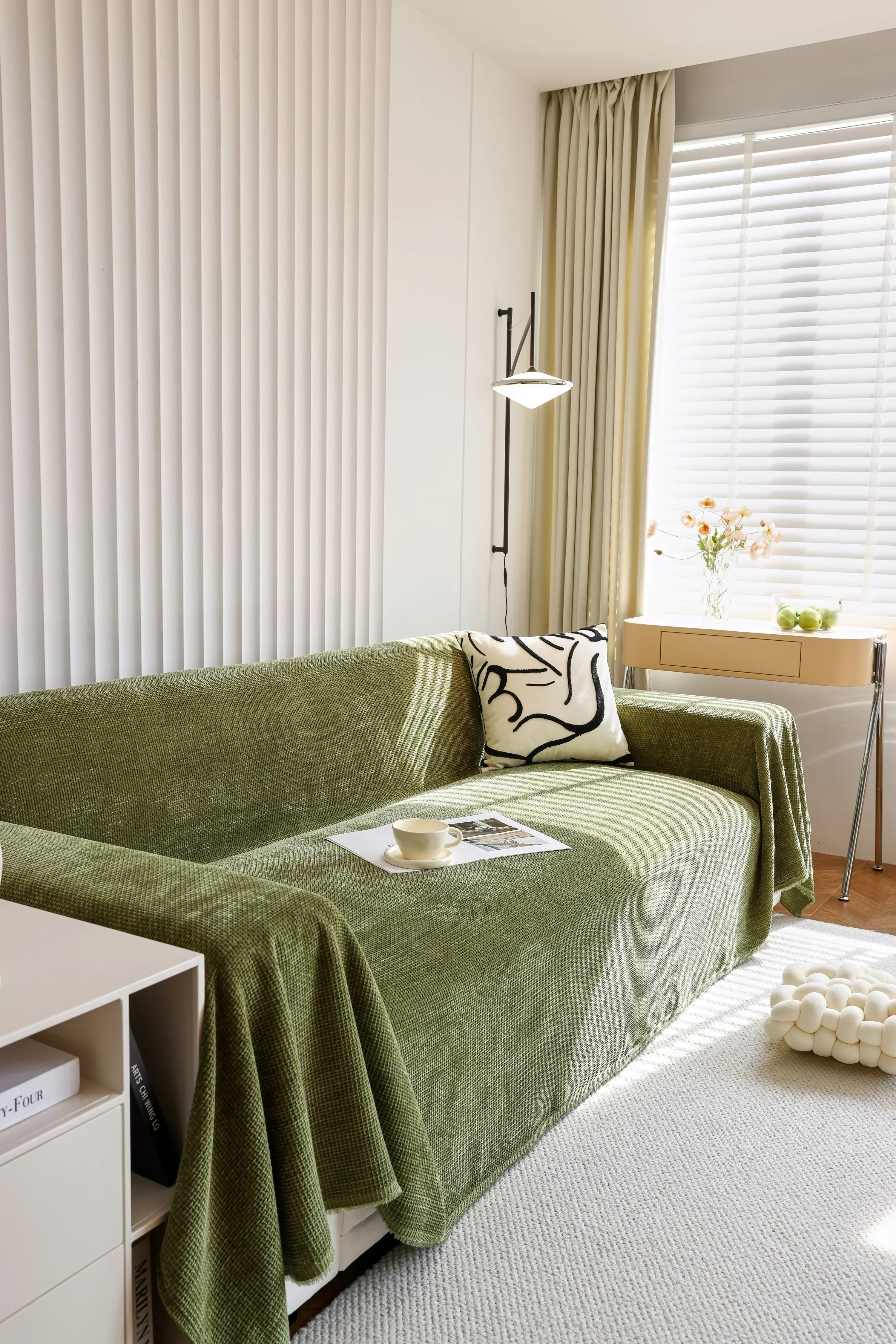 Fabric Sofa Throw Cover Green Tea Textile Colour