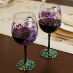 Hand Painted Four Seasons Tree Wine Glass Set