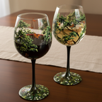 Hand Painted Four Seasons Tree Wine Glass Set