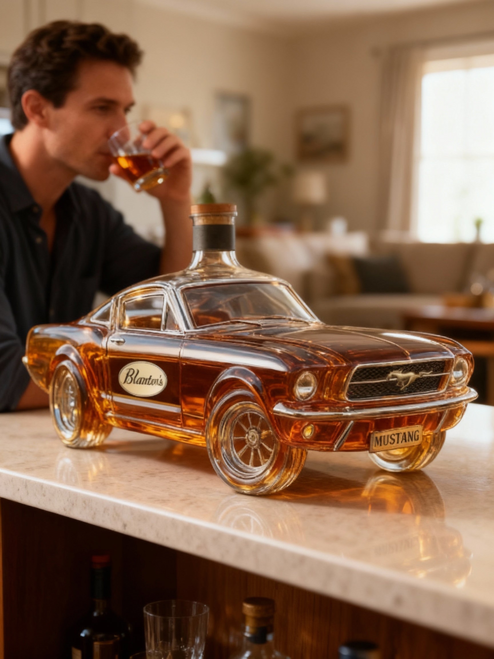 Glass Car Shaped Whiskey Decanter for Spirits Display