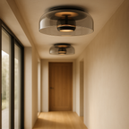 Glass LED Ceiling Light with Smoked Gray Amber Shade