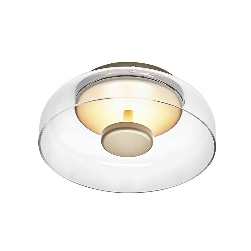Glass LED Ceiling Light with Smoked Gray Amber Shade