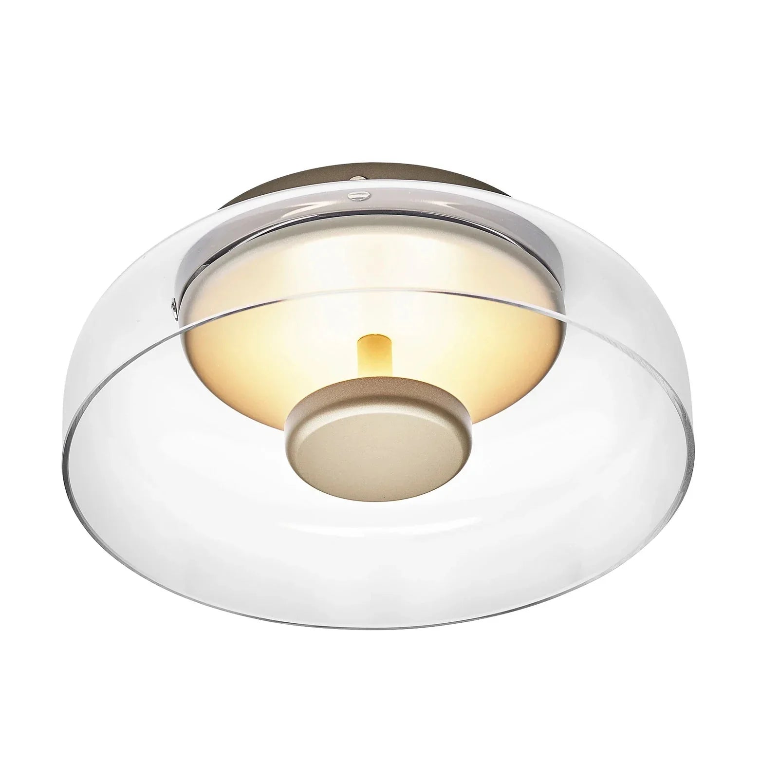 Glass LED Ceiling Light with Smoked Gray Amber Shade