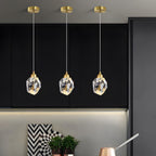 Gold Crystal Pendant Light with Adjustable Height LED Bulb