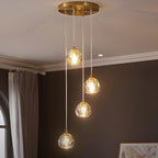 Gold Crystal Pendant Light with Adjustable Height LED Bulb