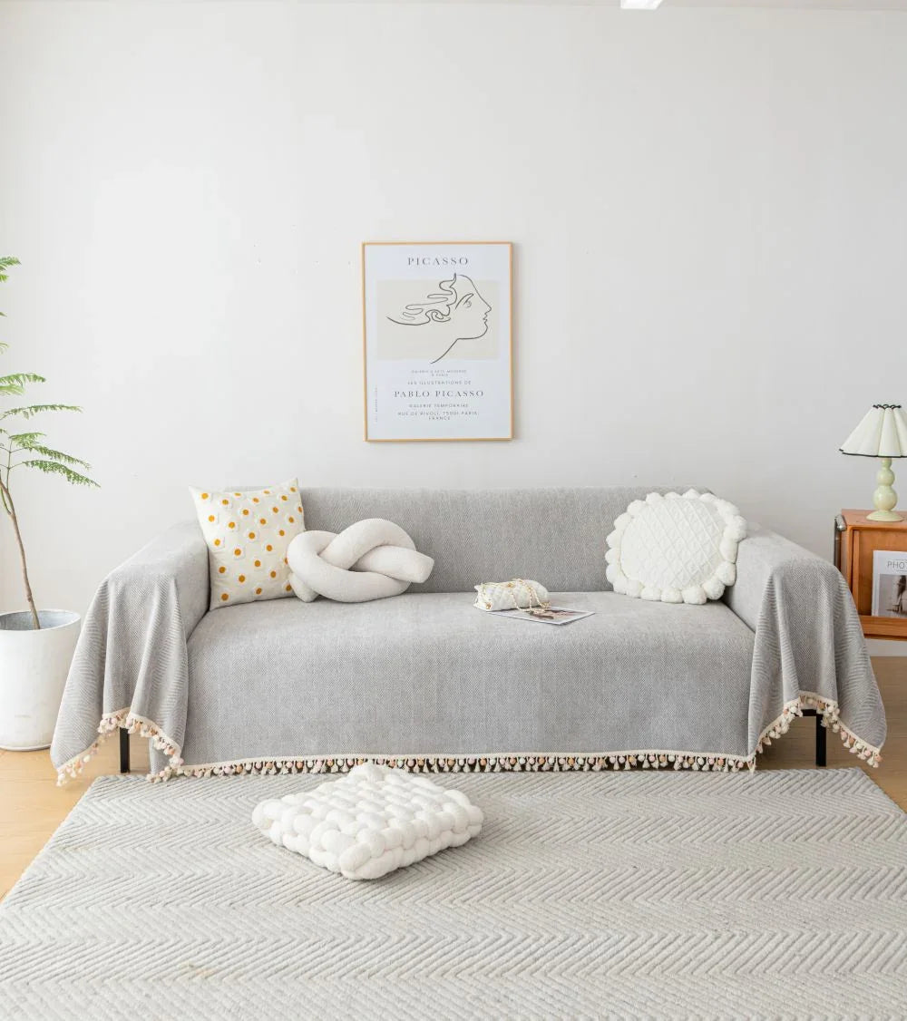 Gray Sofa Throw Machine Washable Fabric Home Cover