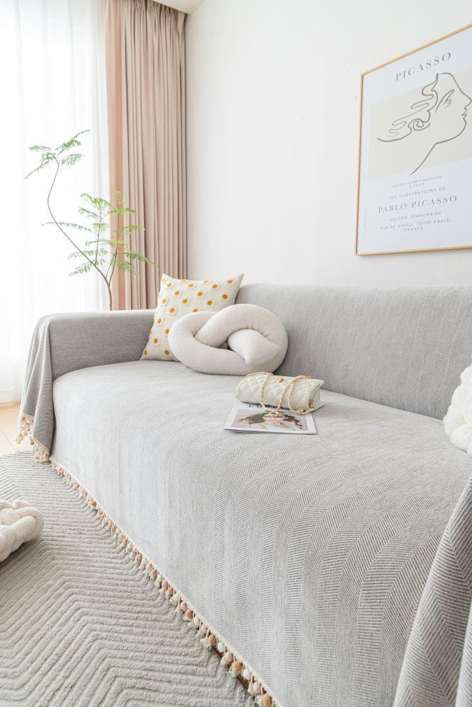 Gray Sofa Throw Machine Washable Fabric Home Cover