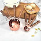 Copper Plated Stainless Steel Measuring Set Walnut Handle