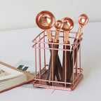 Copper Plated Stainless Steel Measuring Set Walnut Handle