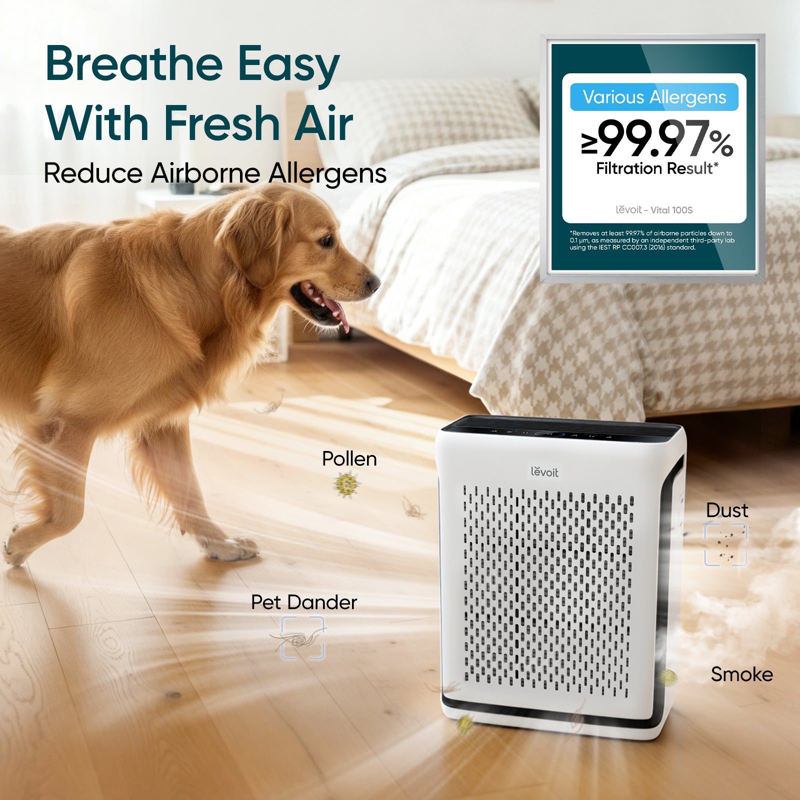 HEPA Air Purifier with Carbon Filter Sensor and Timer
