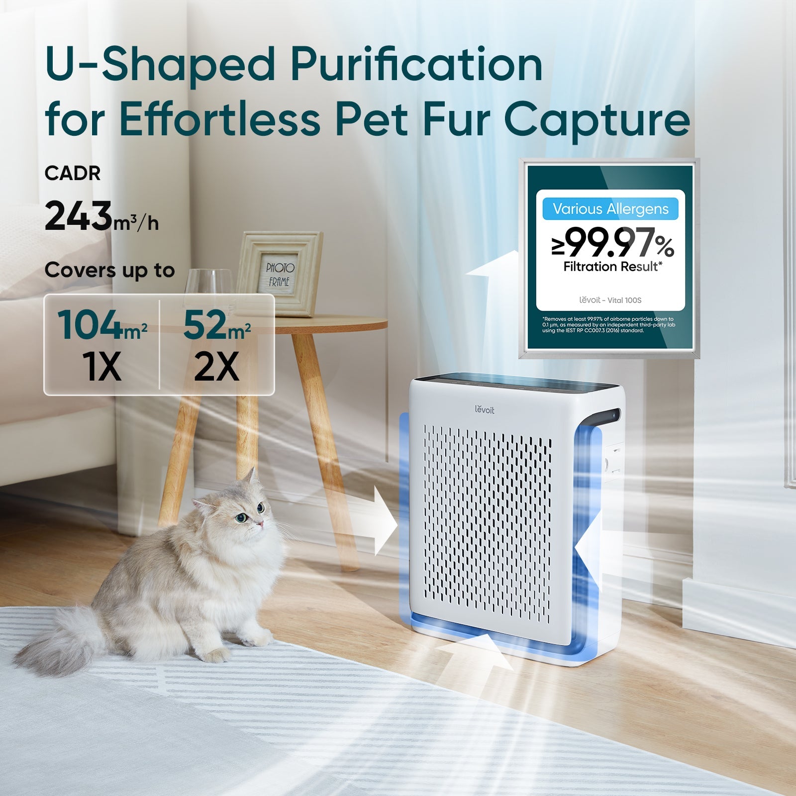HEPA Air Purifier with Carbon Filter Sensor and Timer