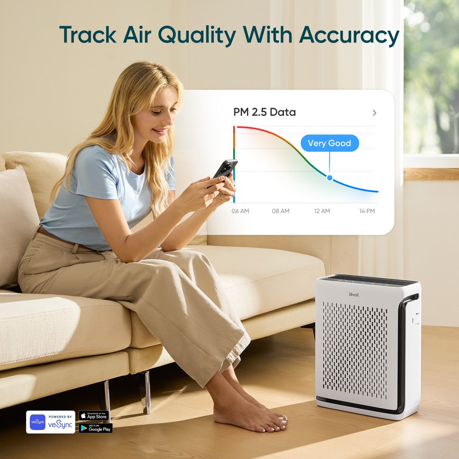 HEPA Air Purifier with Carbon Filter Sensor and Timer