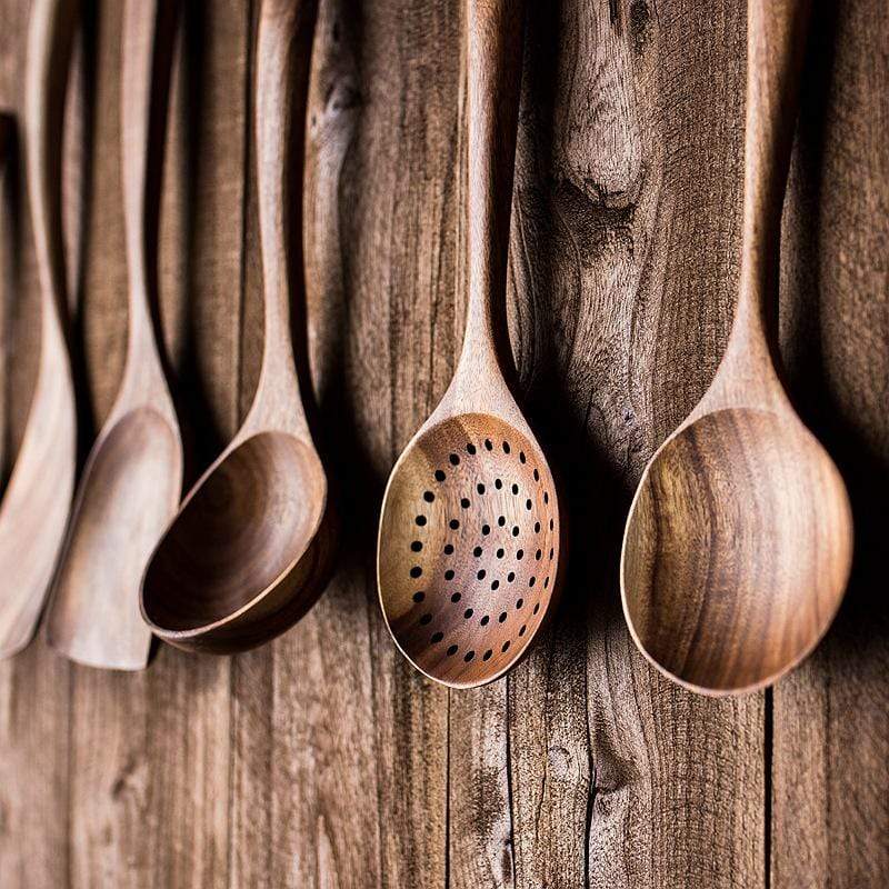 Teak Wooden Utensil Set with Multiple Pieces Options