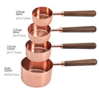 Copper Plated Stainless Steel Measuring Set Walnut Handle