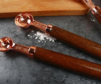 Copper Plated Stainless Steel Measuring Set Walnut Handle