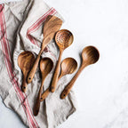Teak Wood Cooking Utensil Set Seven Piece Kitchen Tools