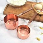 Copper Plated Stainless Steel Measuring Set Walnut Handle
