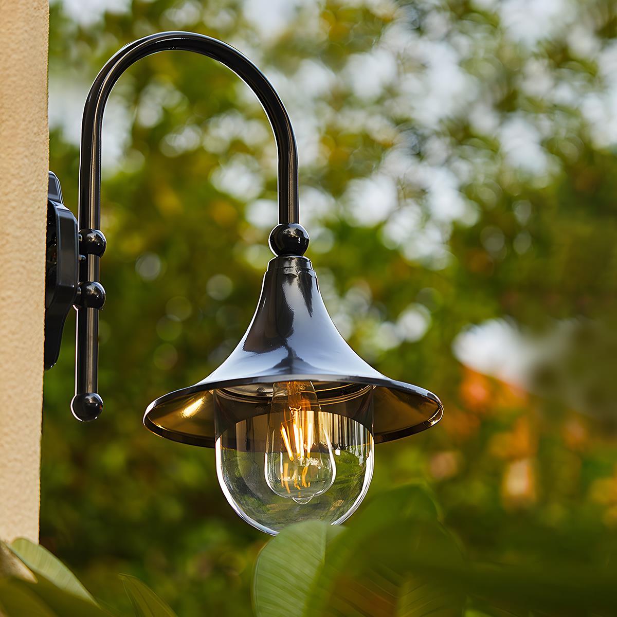 Horn Shaped Outdoor Wall Light with E27 LED Bulb