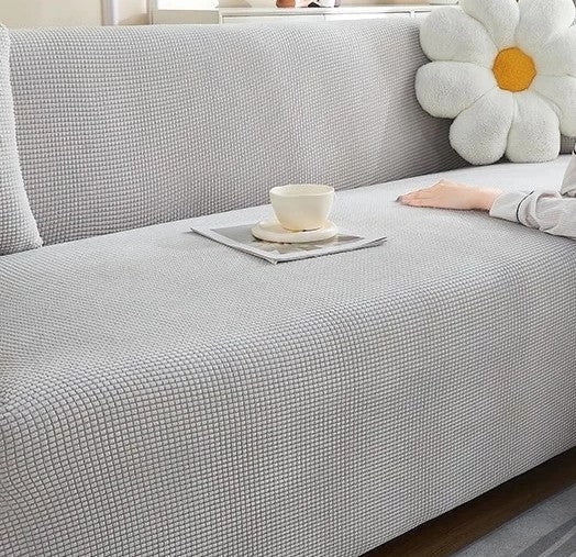 Jacquard Stretch Sofa Cover 1 to 4 Seater Light Grey