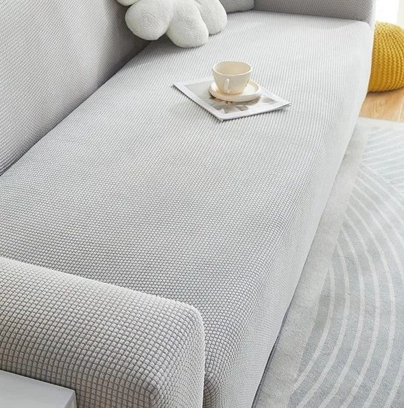 Jacquard Stretch Sofa Cover 1 to 4 Seater Light Grey