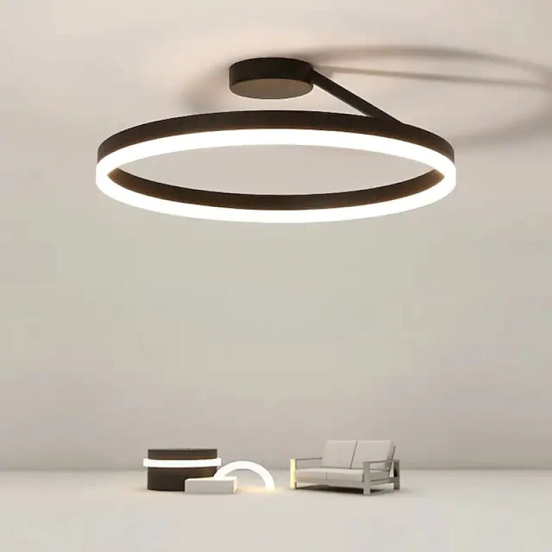 LED Ceiling Light Ring in Black and White with Metal Frame