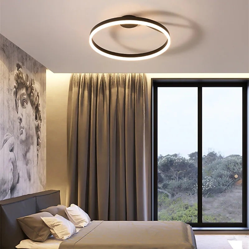 LED Ceiling Light Ring in Black and White with Metal Frame