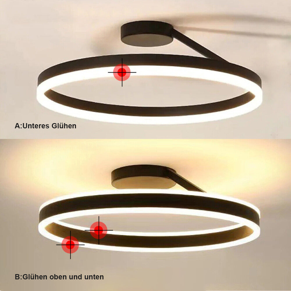 LED Ceiling Light Ring in Black and White with Metal Frame