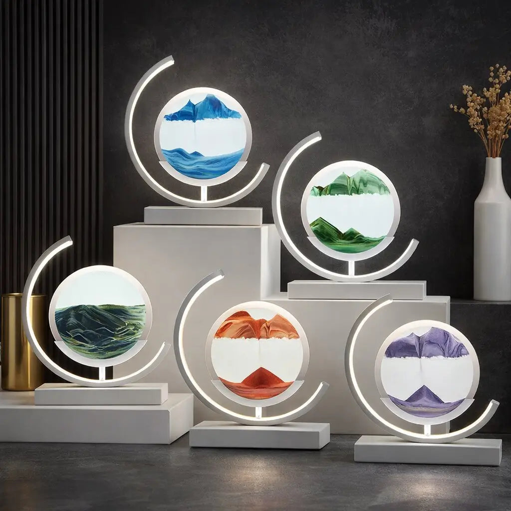 LED Sand Picture Table Lamp with Touch Sensor and USB Cable