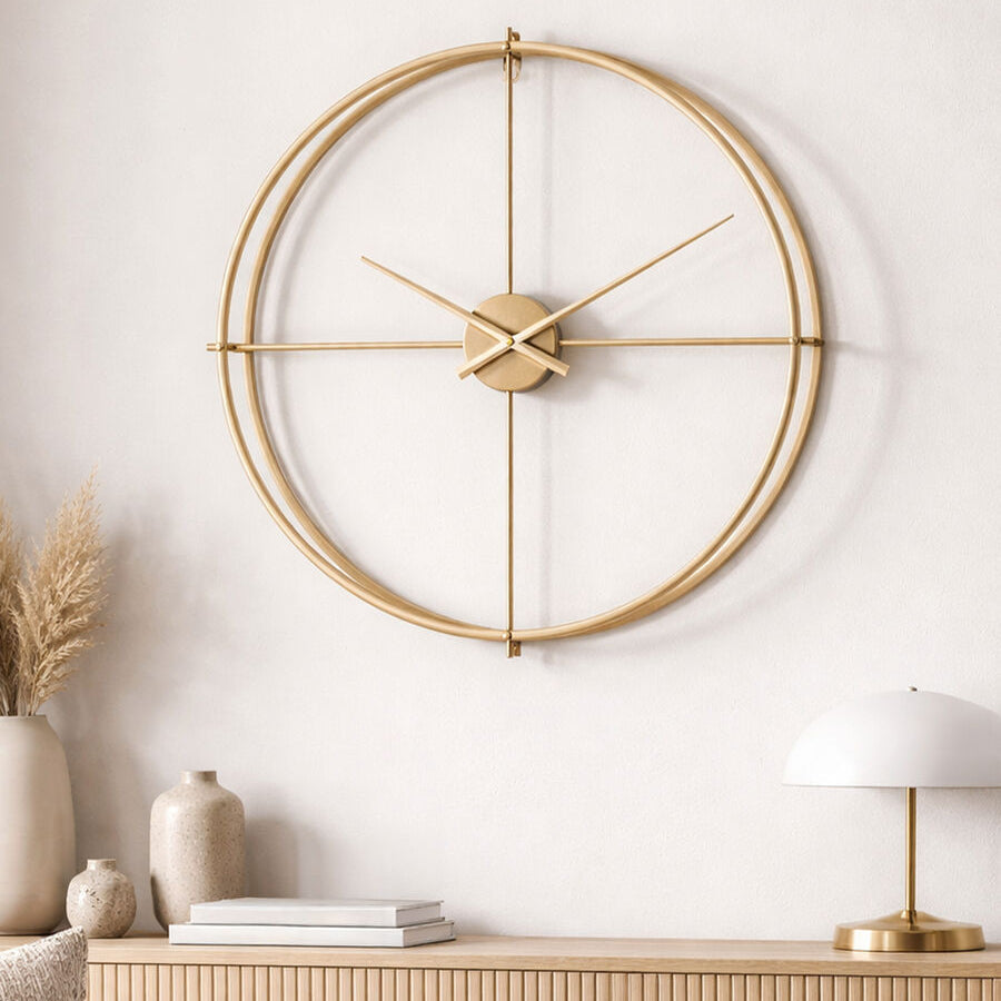Large Gold Metal Openwork Wall Clock 60 cm Diameter