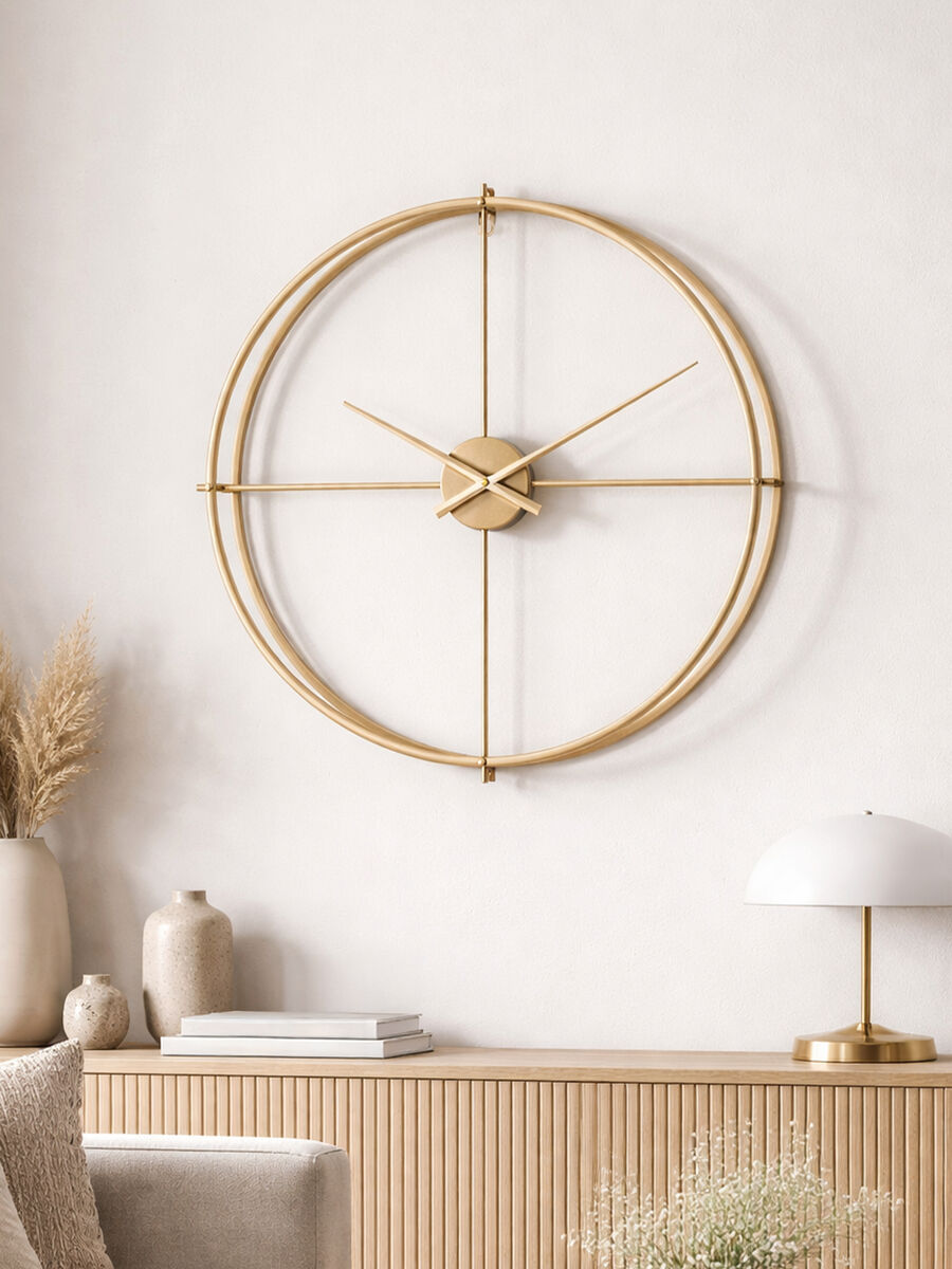 Large Gold Metal Openwork Wall Clock 60 cm Diameter