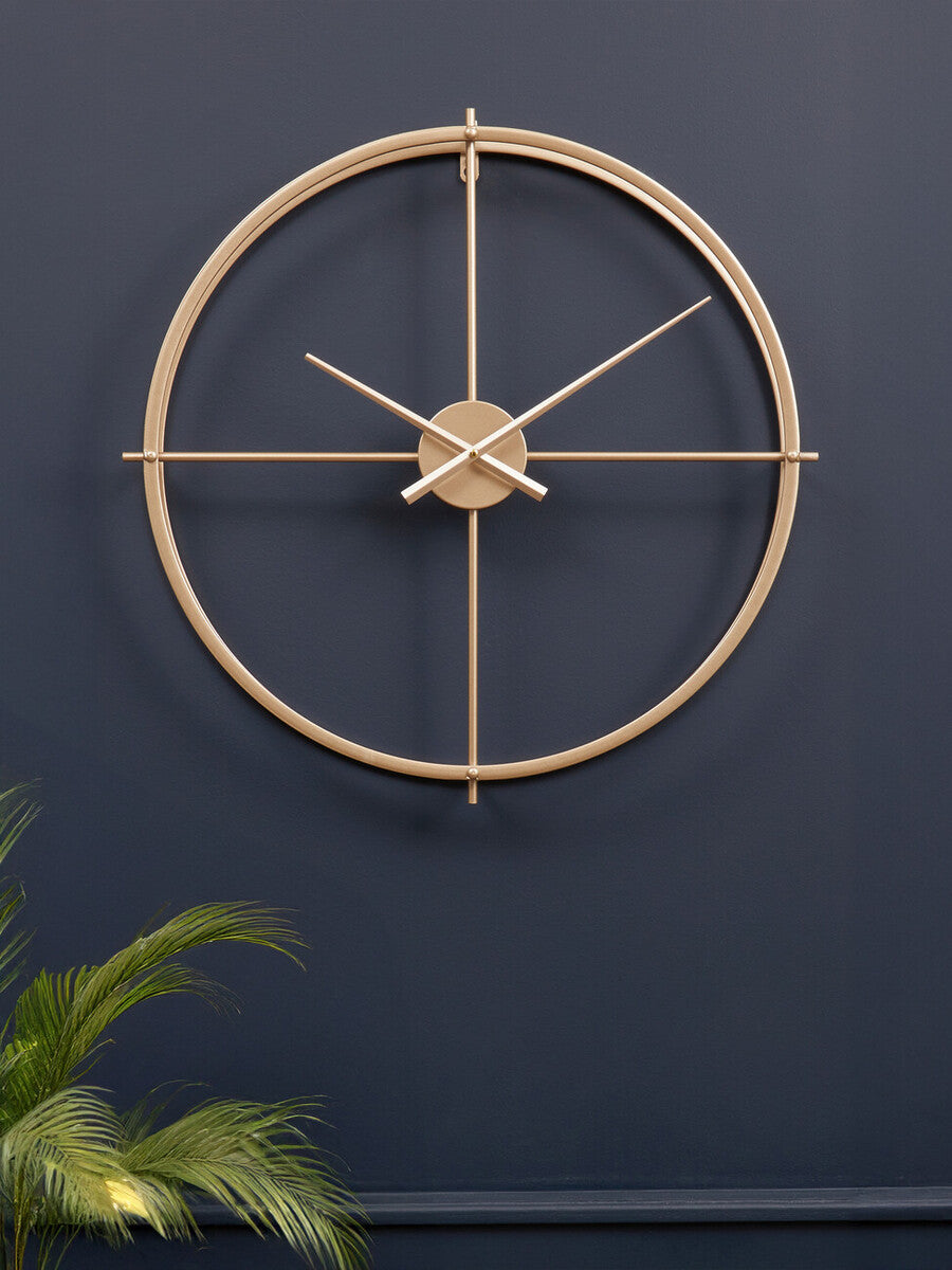 Large Gold Metal Openwork Wall Clock 60 cm Diameter