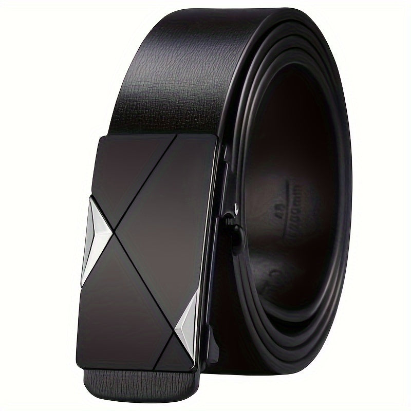 Mens Cowhide Waist Belt with Automatic Ratchet Buckle
