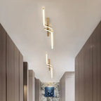 Metal Linear LED Ceiling Lamp in Black and Gold