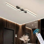 Metal Linear LED Ceiling Lamp in Black and Gold