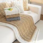 Microfiber Blend Flannel Pleated Sofa Cover Non Slip Washable