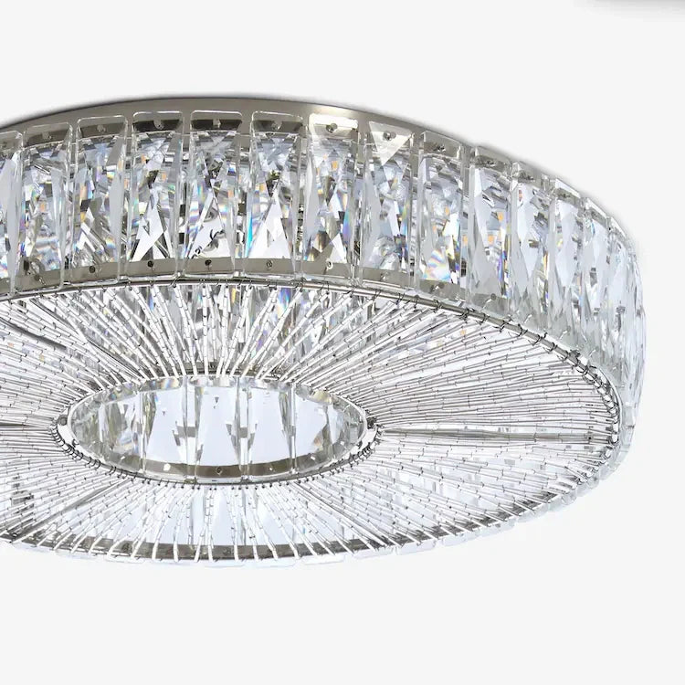 Round Glass Flush Ceiling Light with Dimmable LED Source