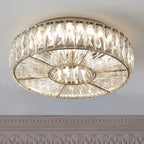 Round Glass Flush Ceiling Light with Dimmable LED Source