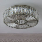Round Glass Flush Ceiling Light with Dimmable LED Source