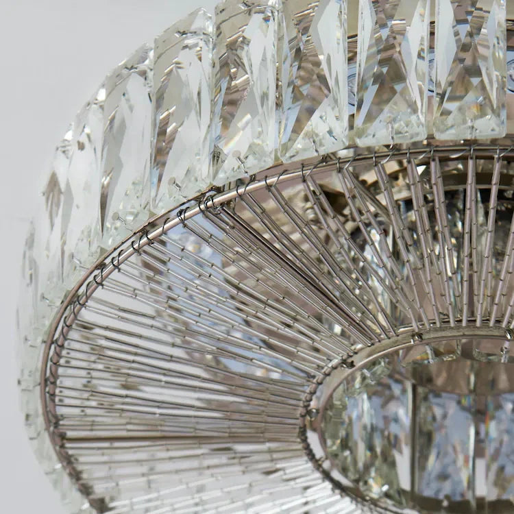 Round Glass Flush Ceiling Light with Dimmable LED Source