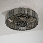 Round Glass Flush Ceiling Light with Dimmable LED Source