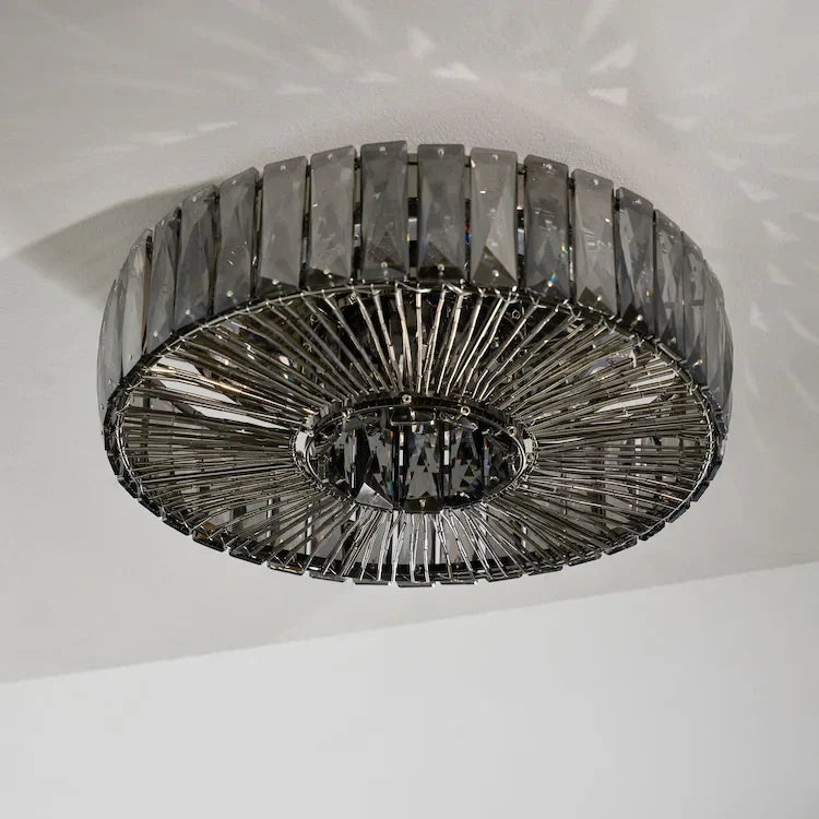 Round Glass Flush Ceiling Light with Dimmable LED Source
