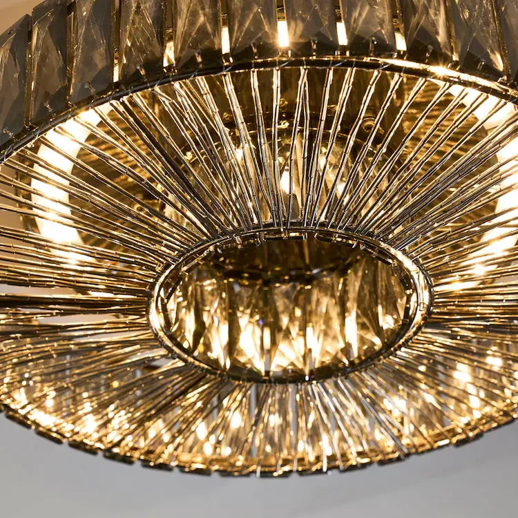 Round Glass Flush Ceiling Light with Dimmable LED Source