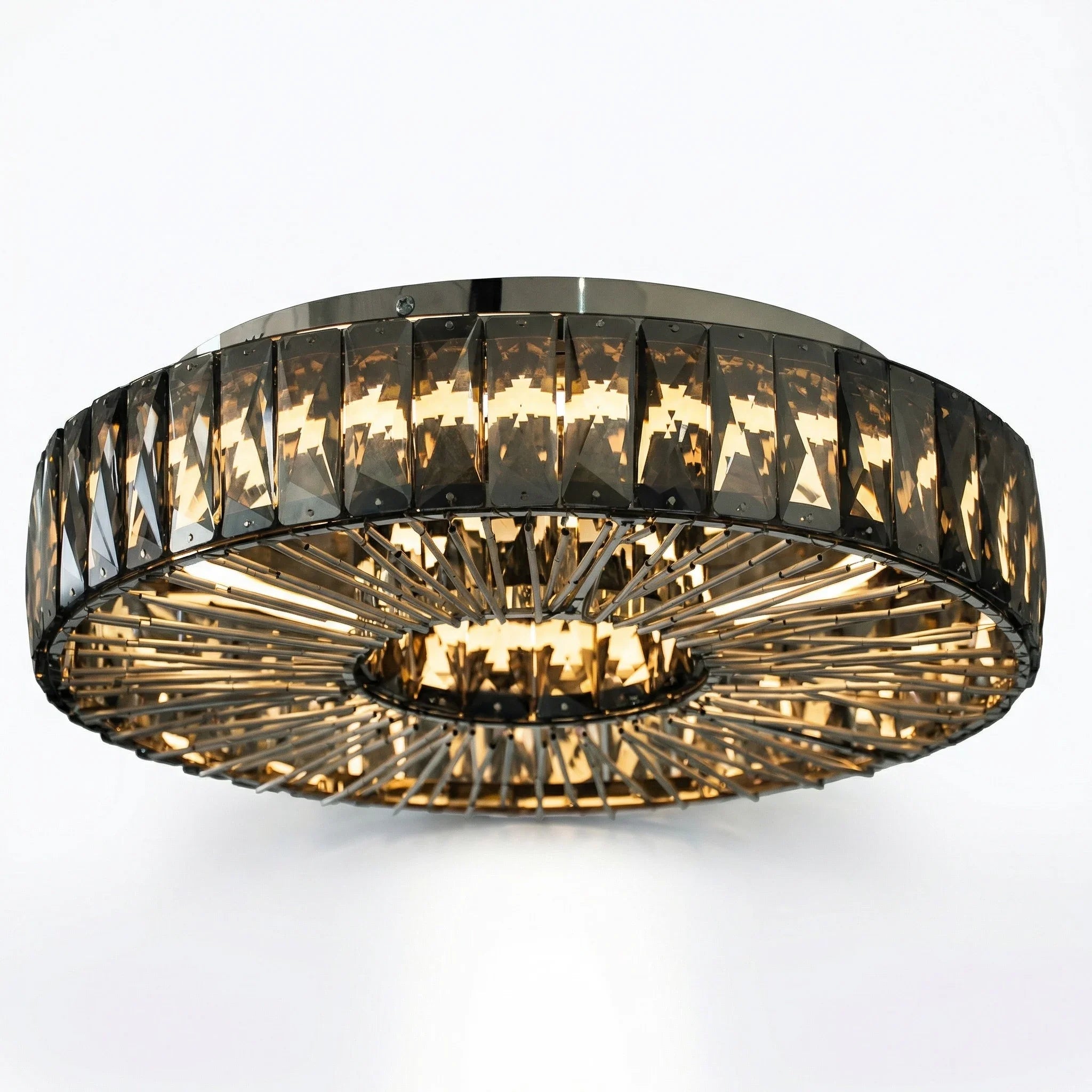 Round Glass Flush Ceiling Light with Dimmable LED Source