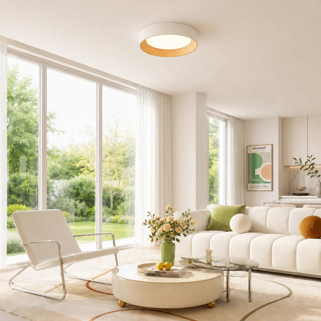 Frameless Round Flush Mount LED Ceiling Light with Acrylic Shade