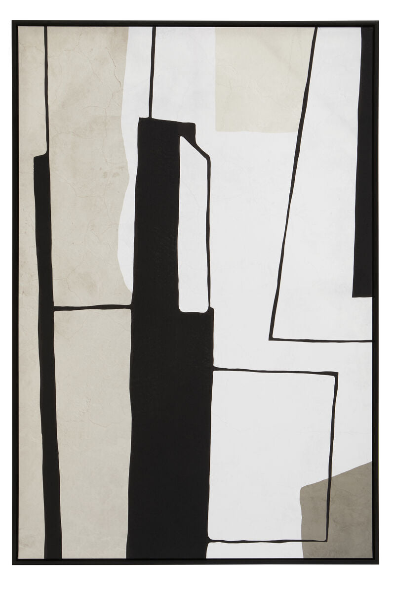 Monochrome Abstract Wall Art with Grey Tones and Frame