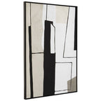Monochrome Abstract Wall Art with Grey Tones and Frame