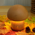 Mushroom LED Night Light with Wood ABS Rechargeable Battery