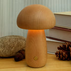 Mushroom LED Night Light with Wood ABS Rechargeable Battery