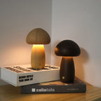 Mushroom LED Night Light with Wood ABS Rechargeable Battery