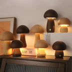 Mushroom LED Night Light with Wood ABS Rechargeable Battery